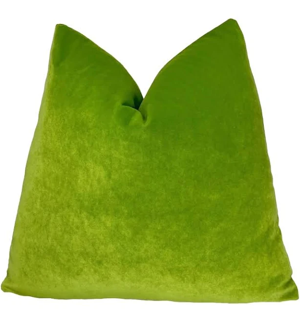 Apple Green Solid Velvet Pillow