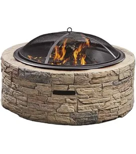 Arlmont & Co. Terald Stone Wood Burning Fire Pit