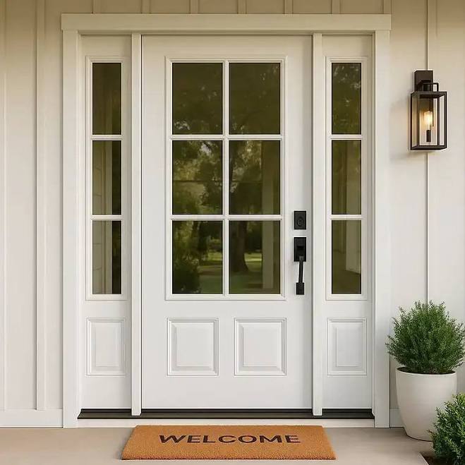 Artisan White French Iron Door Transitional Design AED-FH009