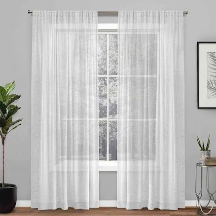 At Home Legacy White Linen Rod Pocket Sheer Grommet Curtain Panel