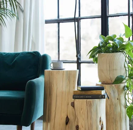 Avocado Cedar Stump Side Table