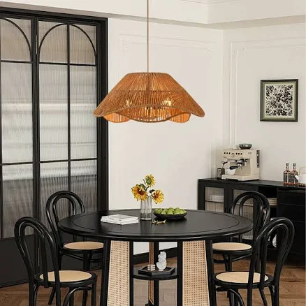 Bay Isle Home Doiker 3 - Light Boho Hand-Woven Natural Rattan Pendant Light