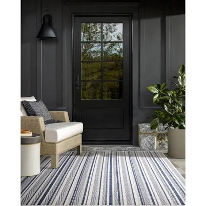 Bellino Striped Denim Indoor/Outdoor Area Rug Beachcrest Home Rug