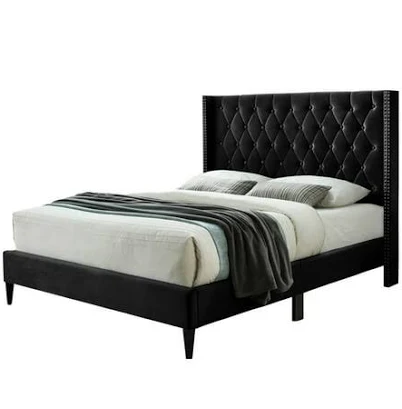 Better Home Products Amelia Velvet Tufted Queen Platform Bed