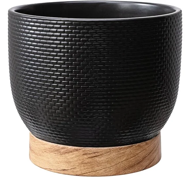 Better Homes and Gardens Channing Woven Black Ceramic Planter
