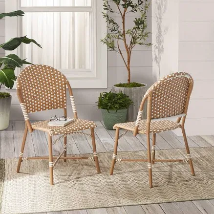 Better Homes & Gardens Lilah Outdoor 2-Piece Wicker Parisian Bistro Chairs