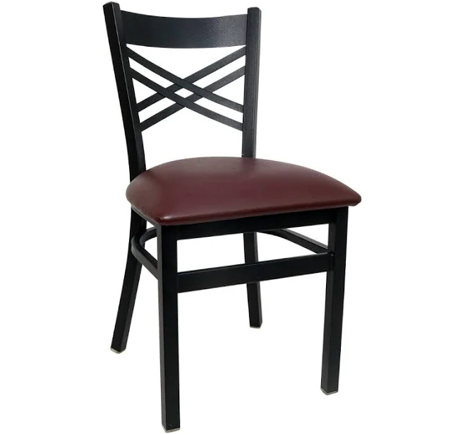 Black Metal Double Cross Back Side Chair