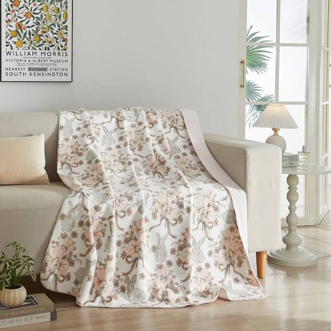 Bloom & Bunny Easter Printed Lush Plush Throw