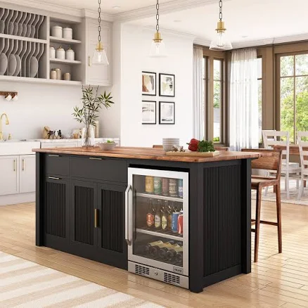 Bryan Fluted Farmhouse Kitchen Island