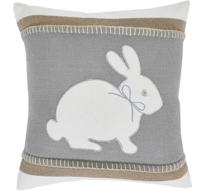 Burlap Applique Bunny Pillow