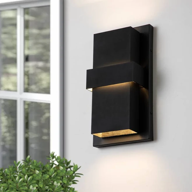 C Cattleya 2-Light Matte Black Aluminum Integrated LED Outdoor Wall Light