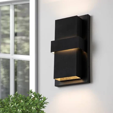 C Cattleya 2-Light Matte Black Aluminum Integrated LED Outdoor Wall Light