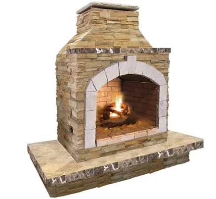 Cal Flame 78 in. Stone Veneer and Tile Propane Gas Outdoor Fireplace