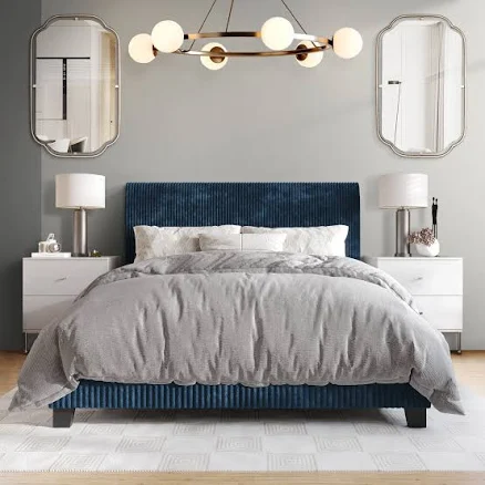 Castle Place Chic Corduroy Velvet Upholstered Bed