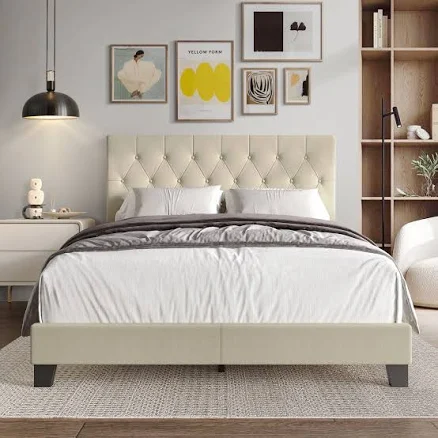 Castle Place Classic Button Tufted Upholstered Bed