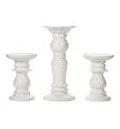 Ceramic Pillar Candle Holders, White Glazed, Set of 3, Two 6 inches and One 9.5