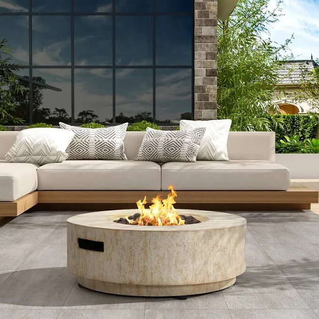 Christopher Knight Home Trenton Outdoor Lightweight Concrete Fire Pit Table and