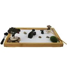 Classic Japanese Zen Garden, 28x19x2.8cm Large Size Bamboo Tray, for Meditation,
