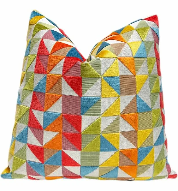 Colorful Geometric Velvet Throw Pillow