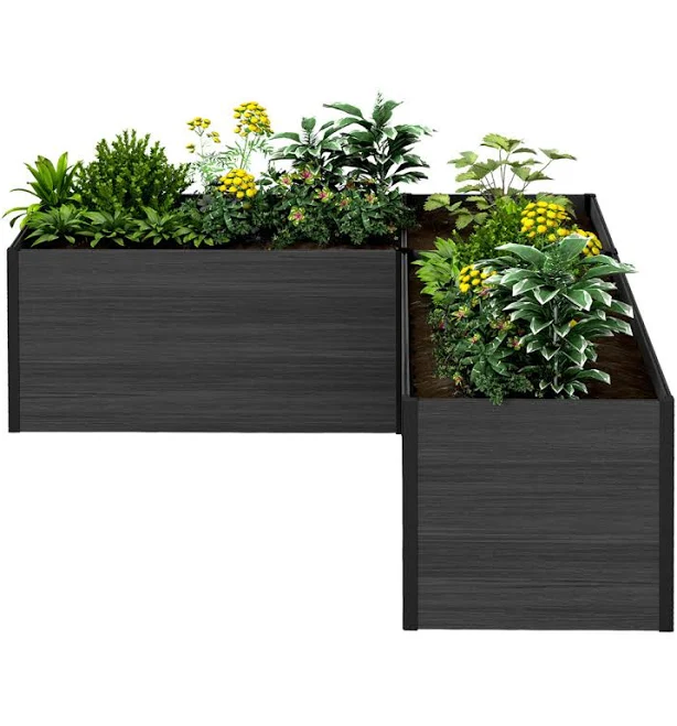 Composite Raised Garden Bed With L-Shape(No bottom panel) mondaria Color: Black