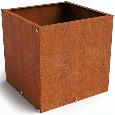 Corten Steel Cube Planter Box