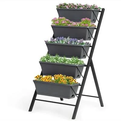Costway 1 PCS 4 ft Vertical Raised Garden Bed 5-Tier Planter Box for Patio Balco