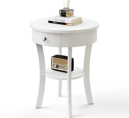 Costway 2-tier Side End Sofa Table Round Nightstand for Bedroom Living