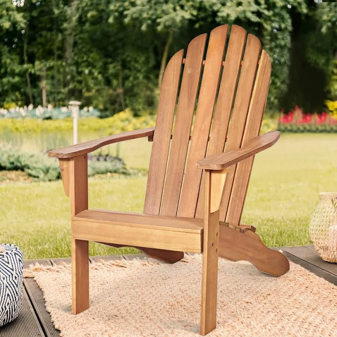 Costway Acacia Wood Outdoor Adirondack Chair with Ergonomic Design