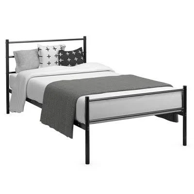 Costway Twin Metal Bed Frame with Platform Mattress Foundation and Headboard