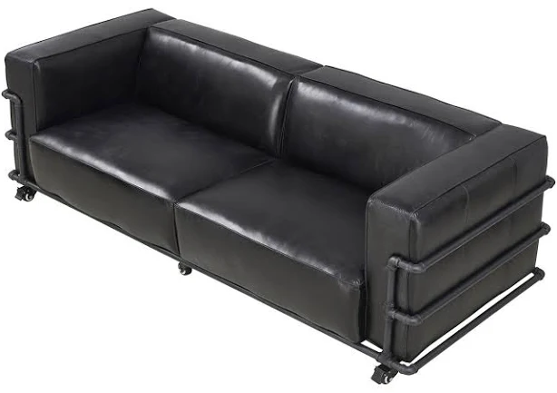 Crafters and Weavers Henry Industrial Modern Leather Sofa