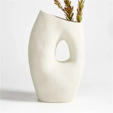 Crate & Barrel Clyborne Textured White Ceramic Vase