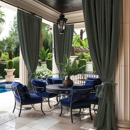 Custom Curtain, Doux Velvet Elegance Pleat Outdoor Curtains, Dark Gray-69, Sunro