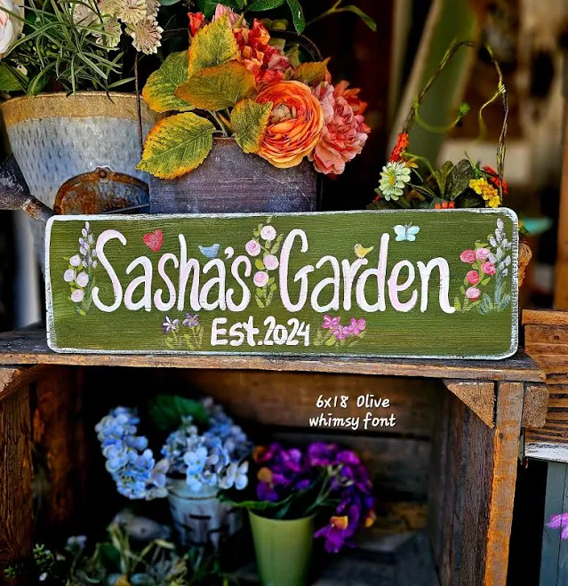 Custom Hand-Painted Garden Sign: Personalized Wood Wall Art