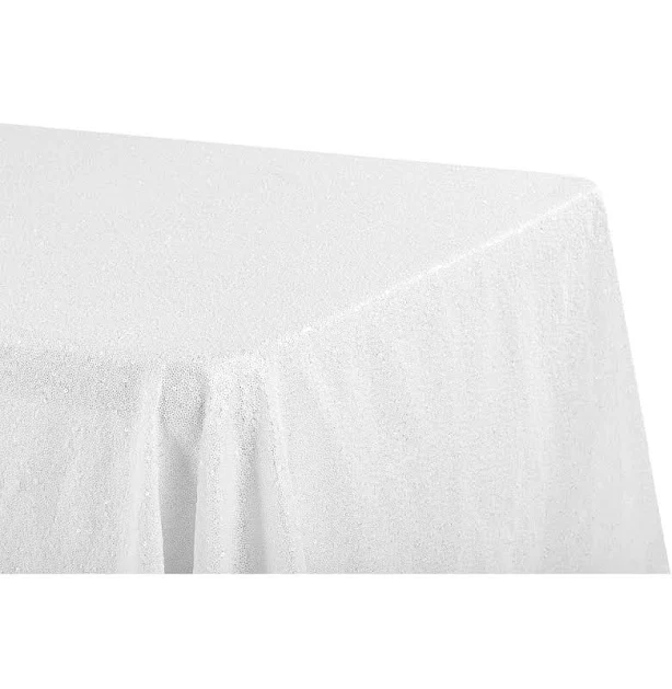 CV Linens White Glitz Sequin Rectangular Tablecloth