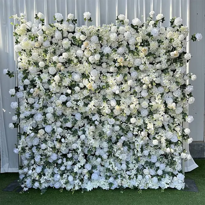 Deluxe Wild White and Greenery Premium Flower Wall