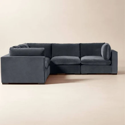 Deseo 5-Piece Modular Charcoal Grey Performance Velvet Standard Depth Sectional 