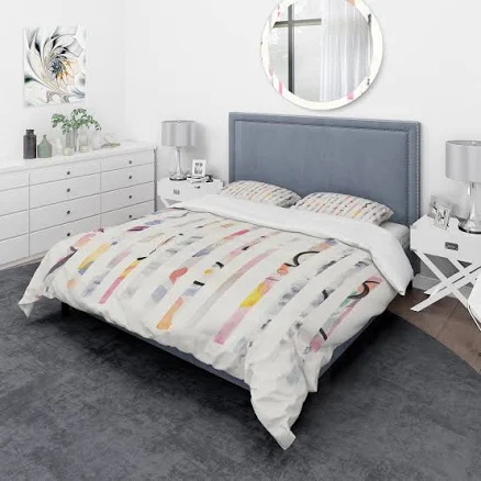 Design ART Multi-Color Geometric Bars Geometric Bedding Set
