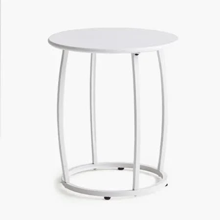Dify Metal Round Side Table, Outdoor/Indoor Small End Table, White