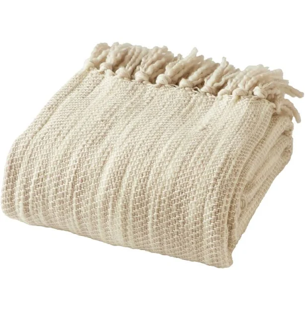 Drew Barrymore Beautiful Neutral Woven Throw