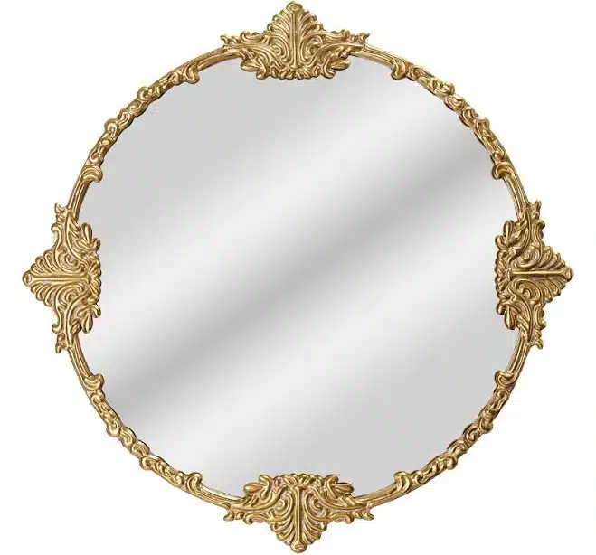 Drew Barrymore Beautiful Round Ornate Gold Frame Mirror