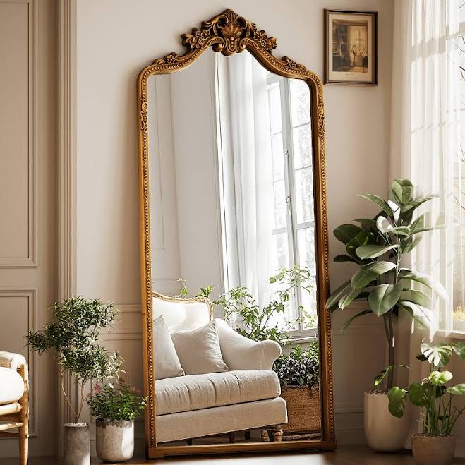 Easy4home Arched Full-Length Floor Mirror