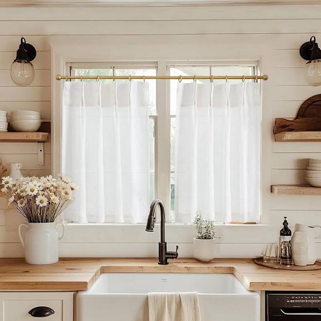 Ebern Designs Pinch Pleated Kitchen Curtains