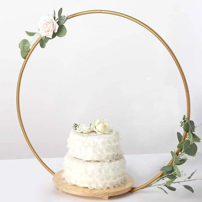 eFavormart Party Shop Gold Floral Hoop Cake Stand