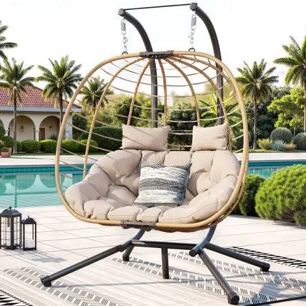 Elposun Double Wicker Swing Egg Chair