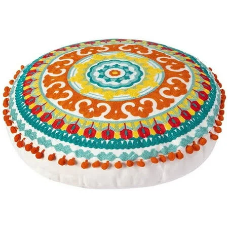 Embroidered Bohemian Round Floor Pillow
