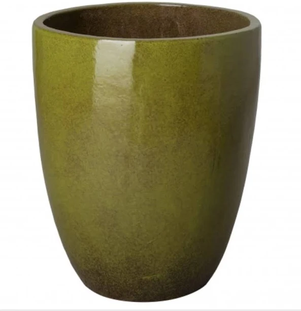 Emissary Large 28 in. Tall Tropical Green Ceramic Planter