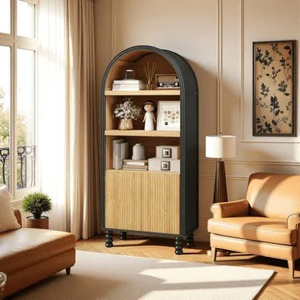 Erinnyees 66.7 inch Arched Storage Cabinet Fluted Panel Door