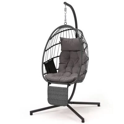 EROMMY Hanging Egg Chair with Stand and Removable Leg Rest
