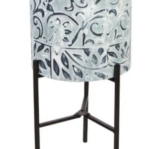 Evergreen Painted Metal Planters with Stands (Set of 3)