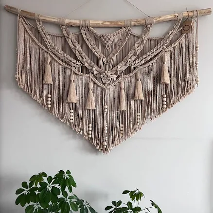 Extra large boho macrame headboard, Tapestry wall hanging with tassels, Bedroom 